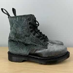 Dr. Doc Martens Women’s Size 6.0 1460 Brocade Gray Velvet Combat Boots
